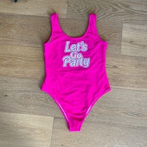 Barbie pink swim one piece swimsuit size medium